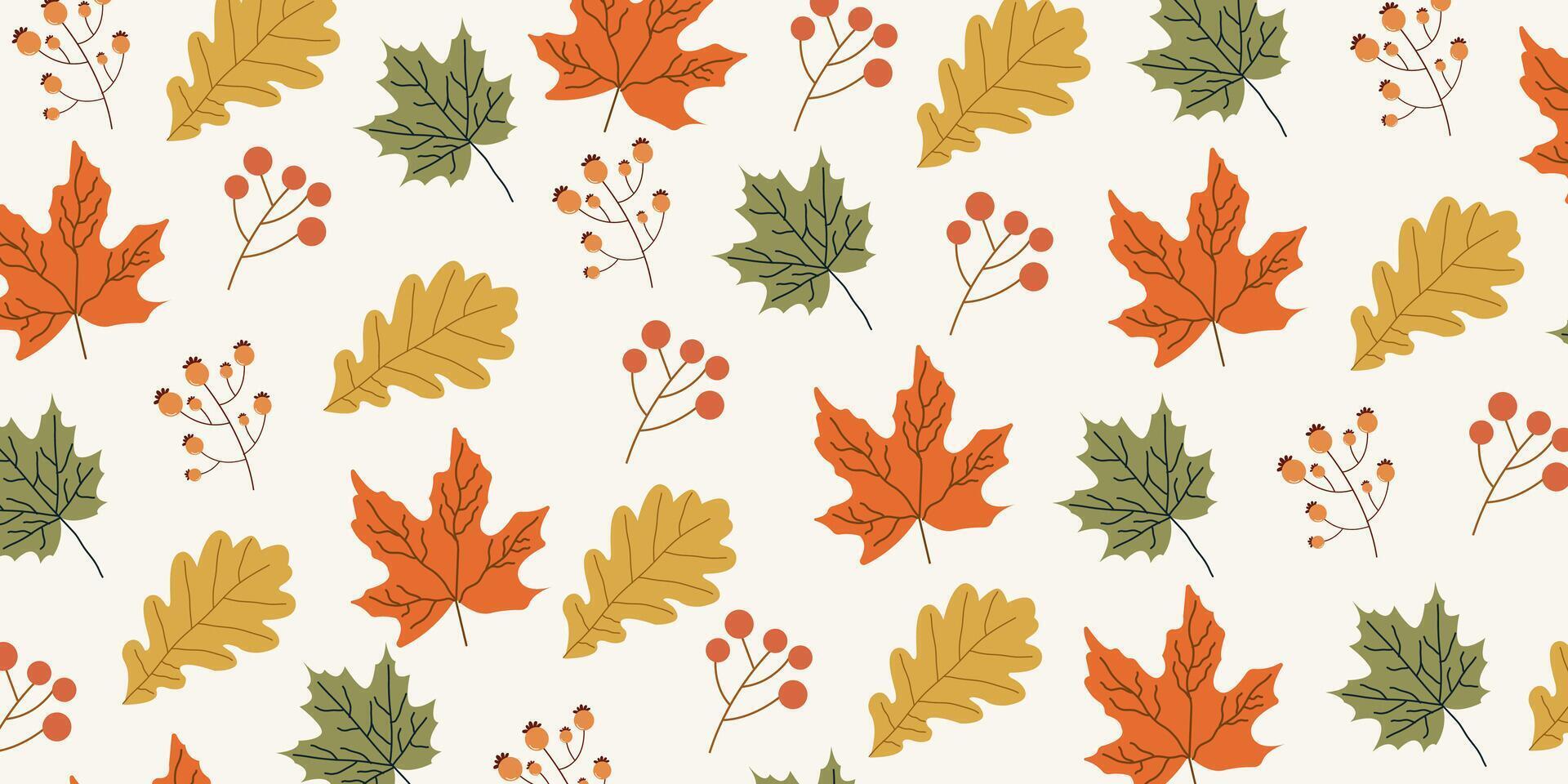 Autumn leaves seamless pattern background for presentations vector