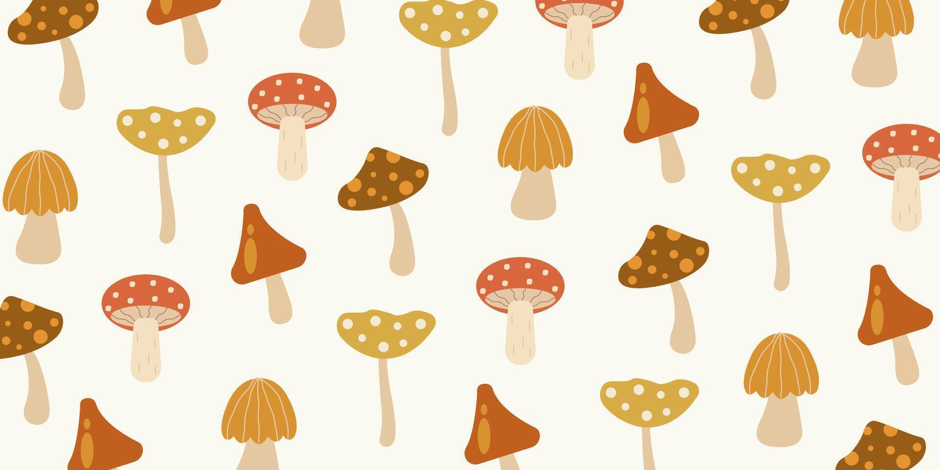 Whimsical mushroom pattern. vector