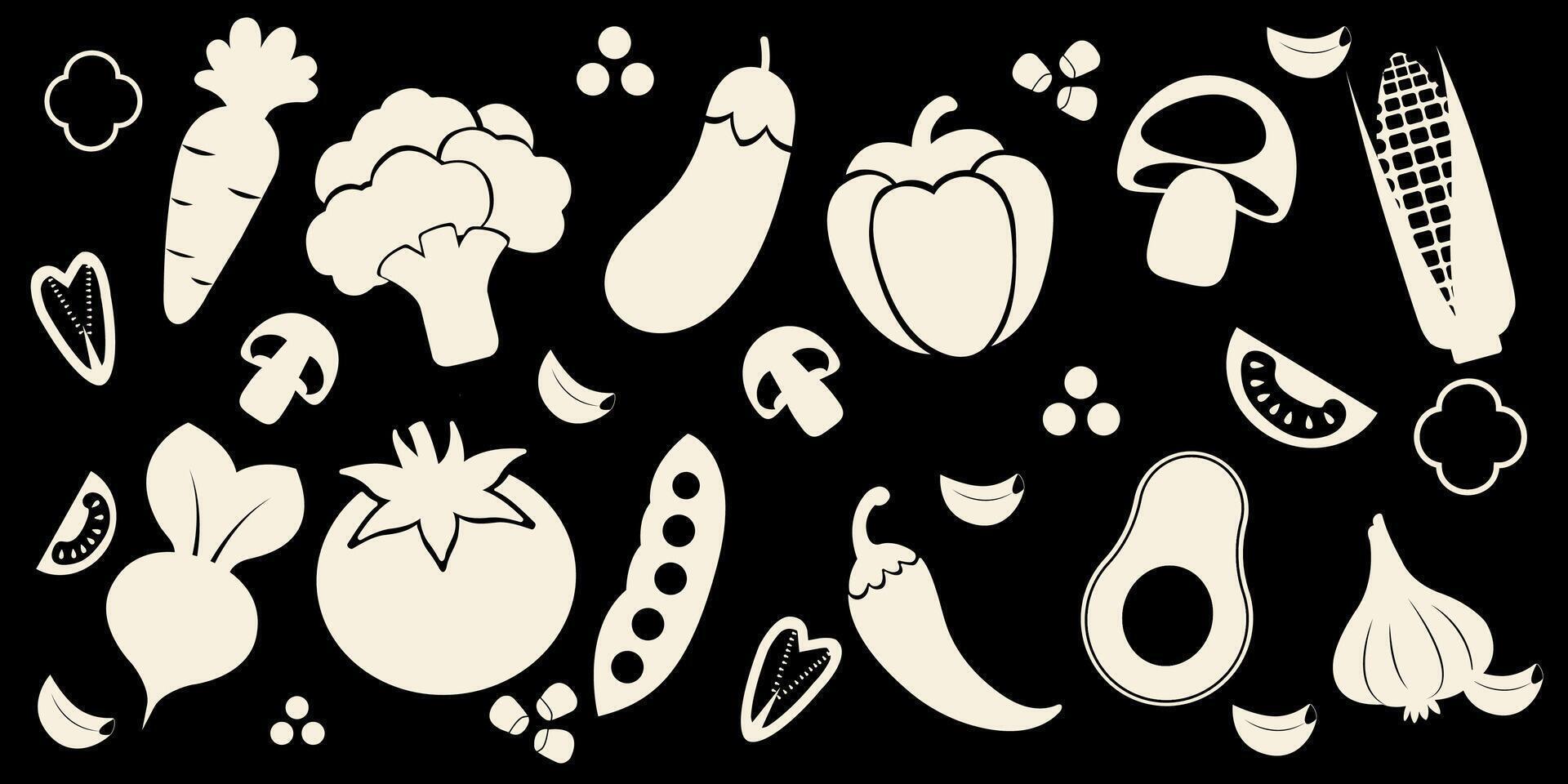 Vegetables icons collection. vector
