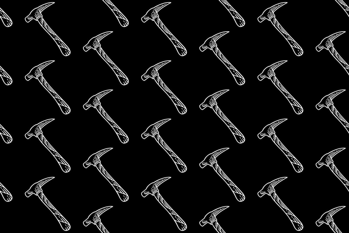 old pickaxe miner doodle seamless pattern on black background for miner, explorer, adventure pole pickaxe engraving pattern background. retro pickaxe mining tool hatching illustration wallpaper vector