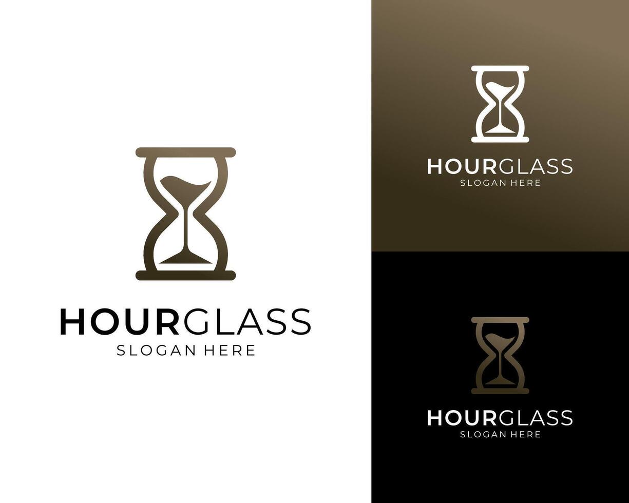 Hourglass Sand Timer With Gold Luxury Minimalist Icon Logo Design Illustration vector