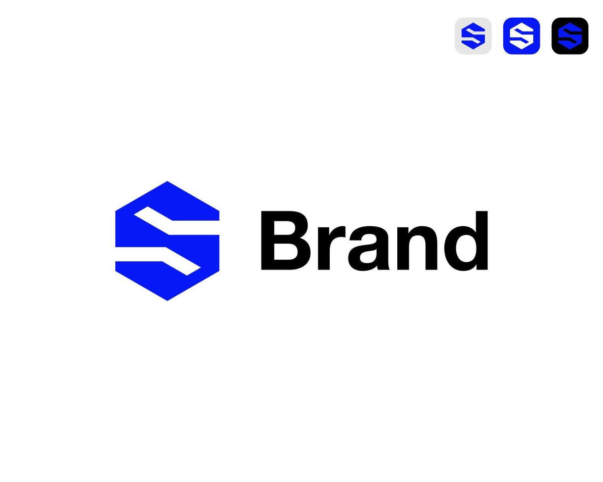 Letter S Hexagon Blue Abstract Modern Geometric For Security Technology Logo Design Illustration vector