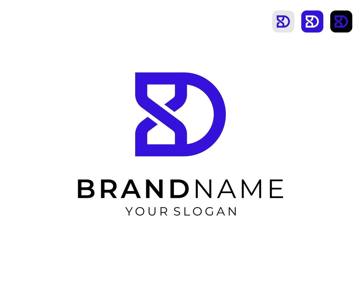 Letter D Hourglass or Infinity With Modern Minimalist Concept Logo Design Illustration vector