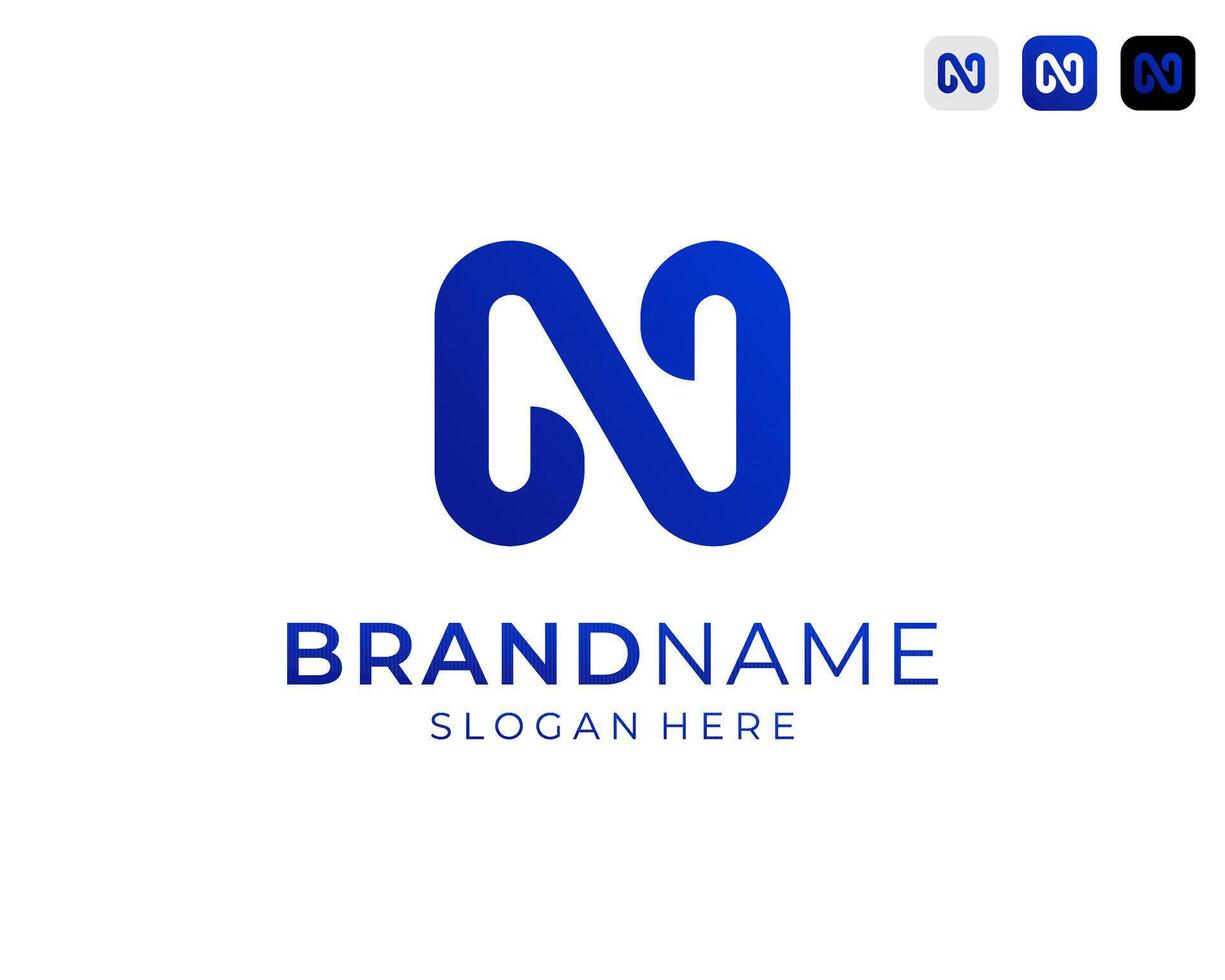 Initial Letter N With Modern Simple Line For Brand or Business Logo Design Illustration vector