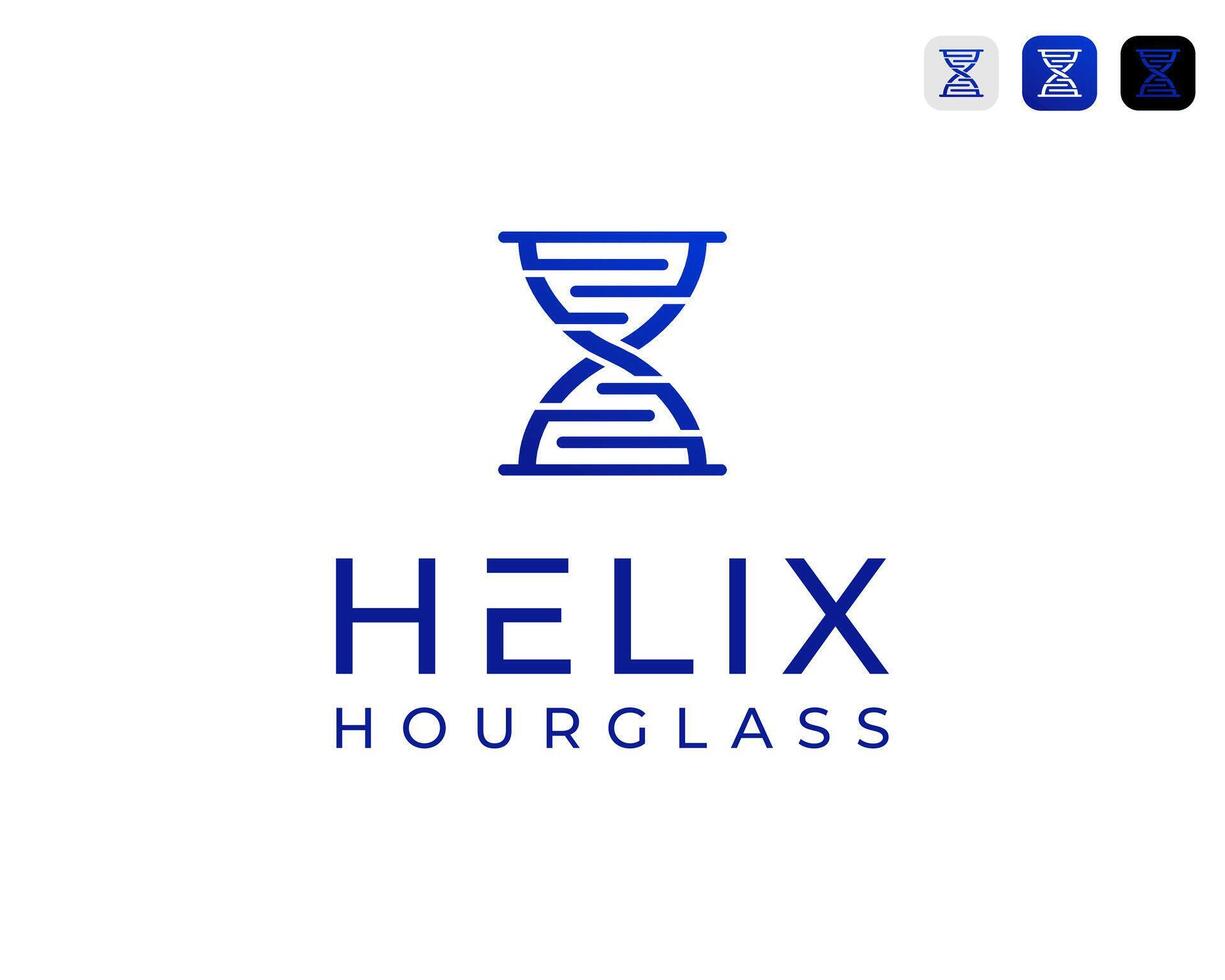 Helix DNA Genetic With Hourglass Abstract Modern For Technology Logo Design Illustration vector