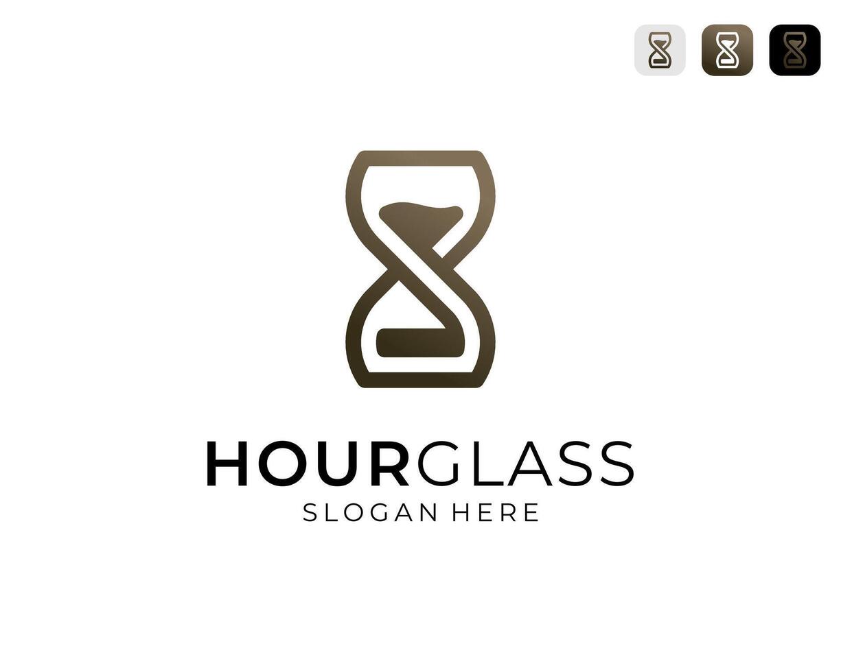 Hourglass Sand Timer With Gold Luxury Minimalist Line Icon Logo Design Illustration vector