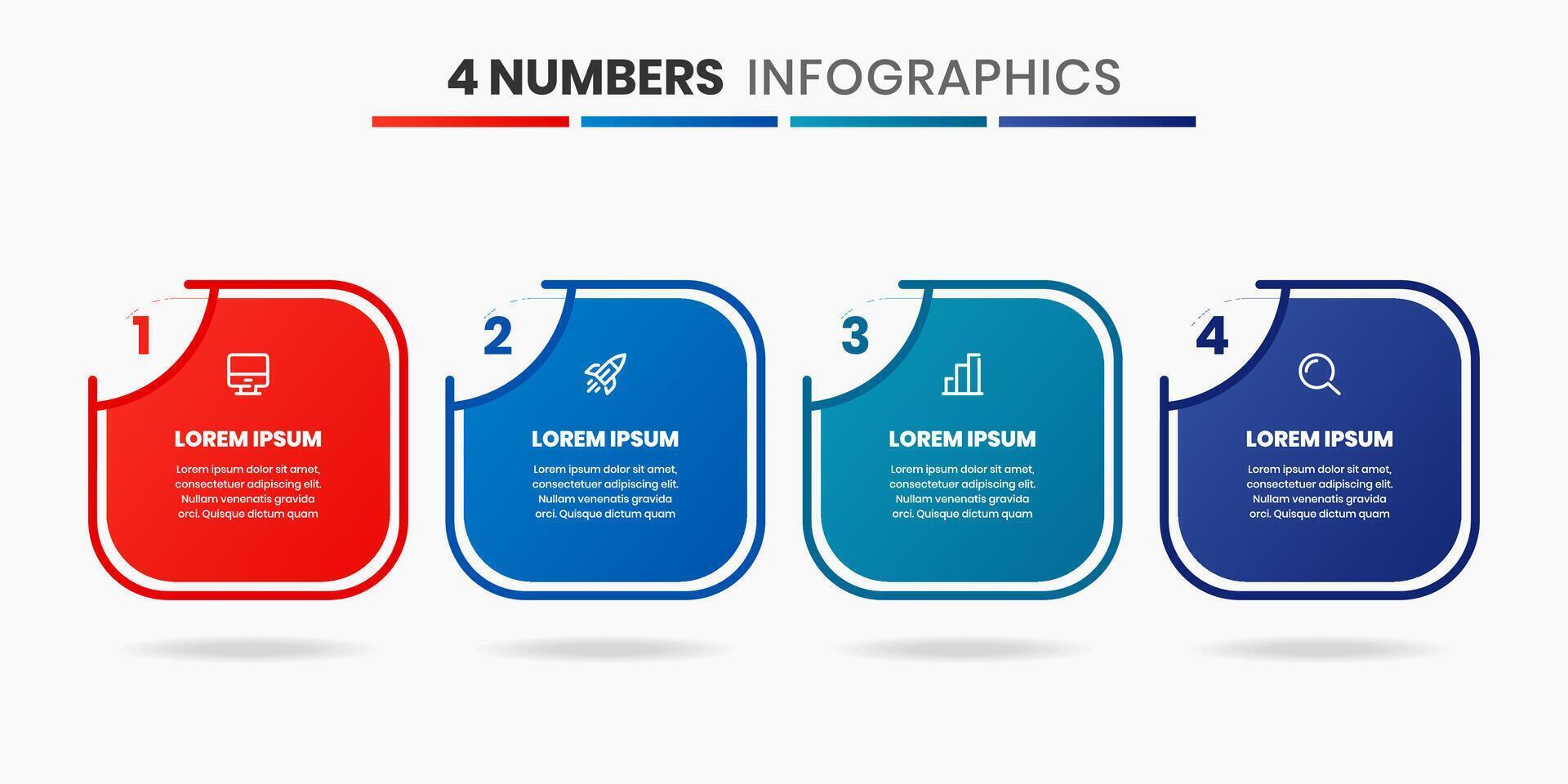 Square Infographic Element Design Templates with Icons and 4 Numbers. Suitable for Process Diagram, Workflow Layout, Banner, Flow Chart, Infographic vector