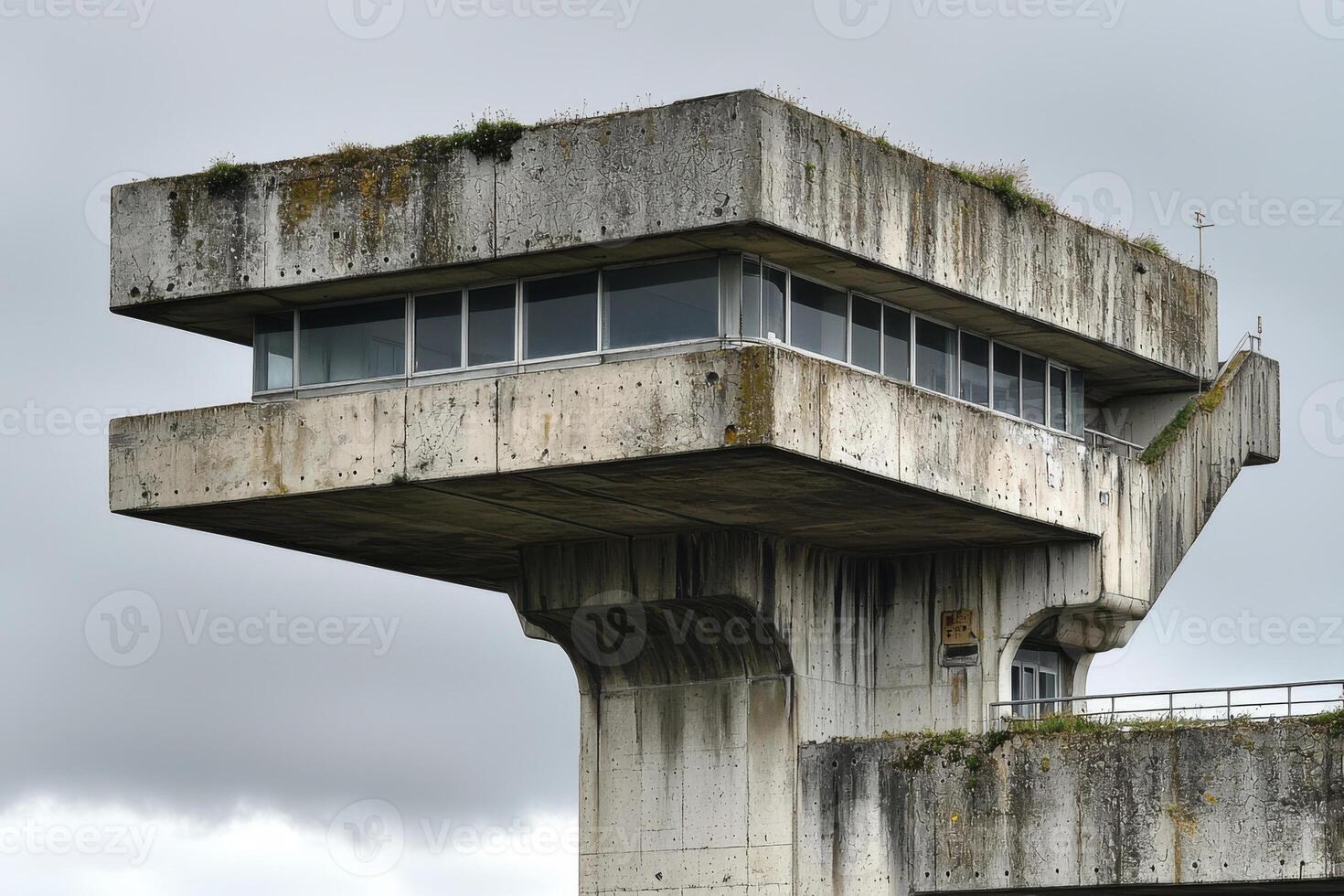 Brutalist concrete building. Minimalist concrete architecture photo