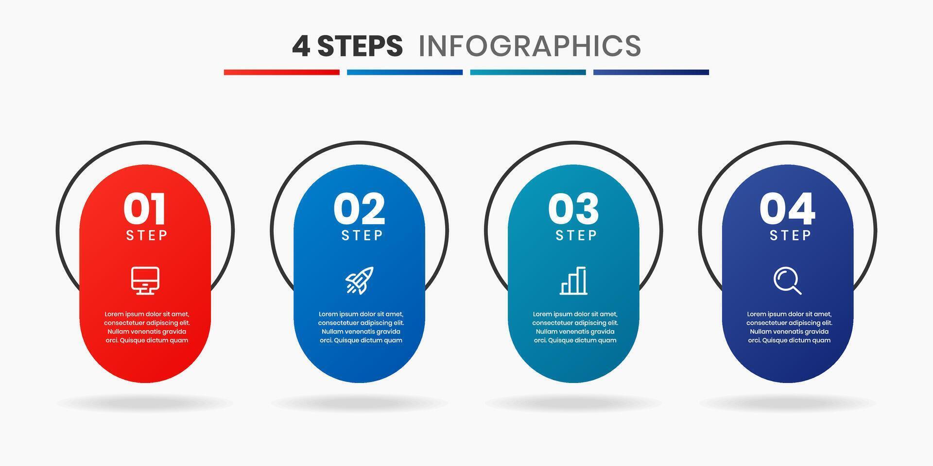 Simple Infographic Element Design Templates with Icons and 4 Steps. Suitable for Presentations, Workflow Layout, Banner, Flow Chart, Infographic vector