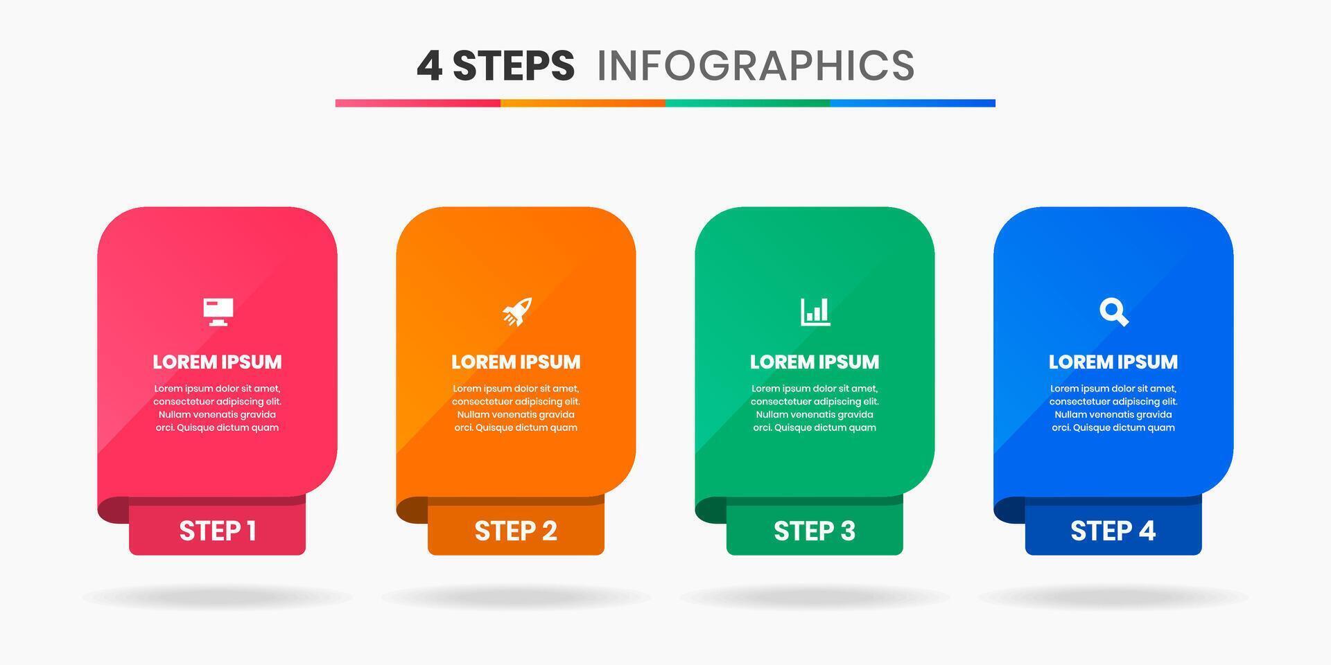 Abstract Infographic Element Design Templates with Icons and 4 Steps. Suitable for Presentations, Workflow Layout, Banner, Flow Chart, Infographic. vector