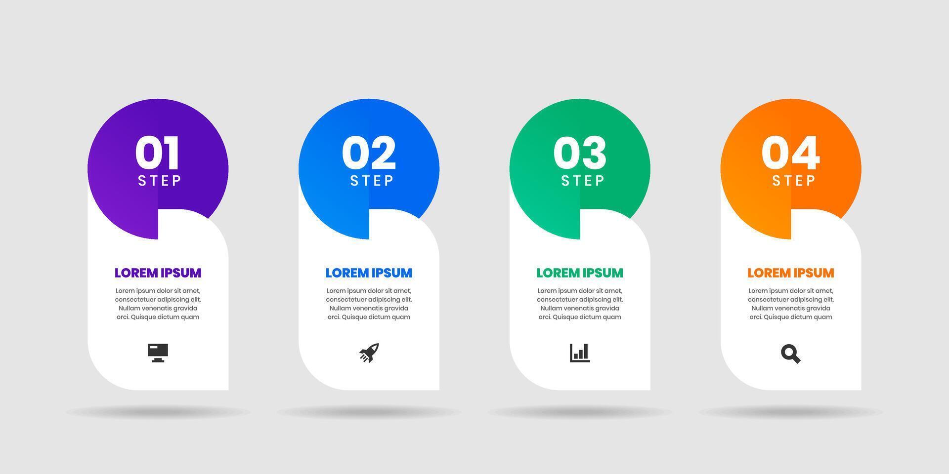 Simple Infographic Element Design Templates with Icons and 4 Steps. Suitable for Process Diagram, Presentations, Workflow Layout, Banner, Flow Chart, Infographic vector