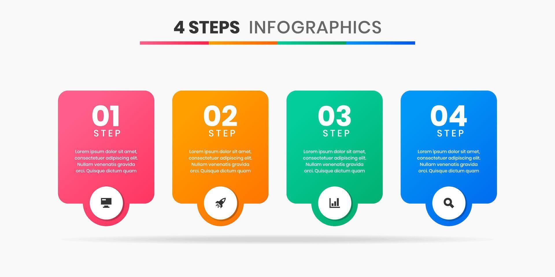 Colorful Infographic Element Design Templates with Icons and 4 Steps. Suitable for Process Diagram, Presentations, Banner, Flow Chart, Infographic. vector