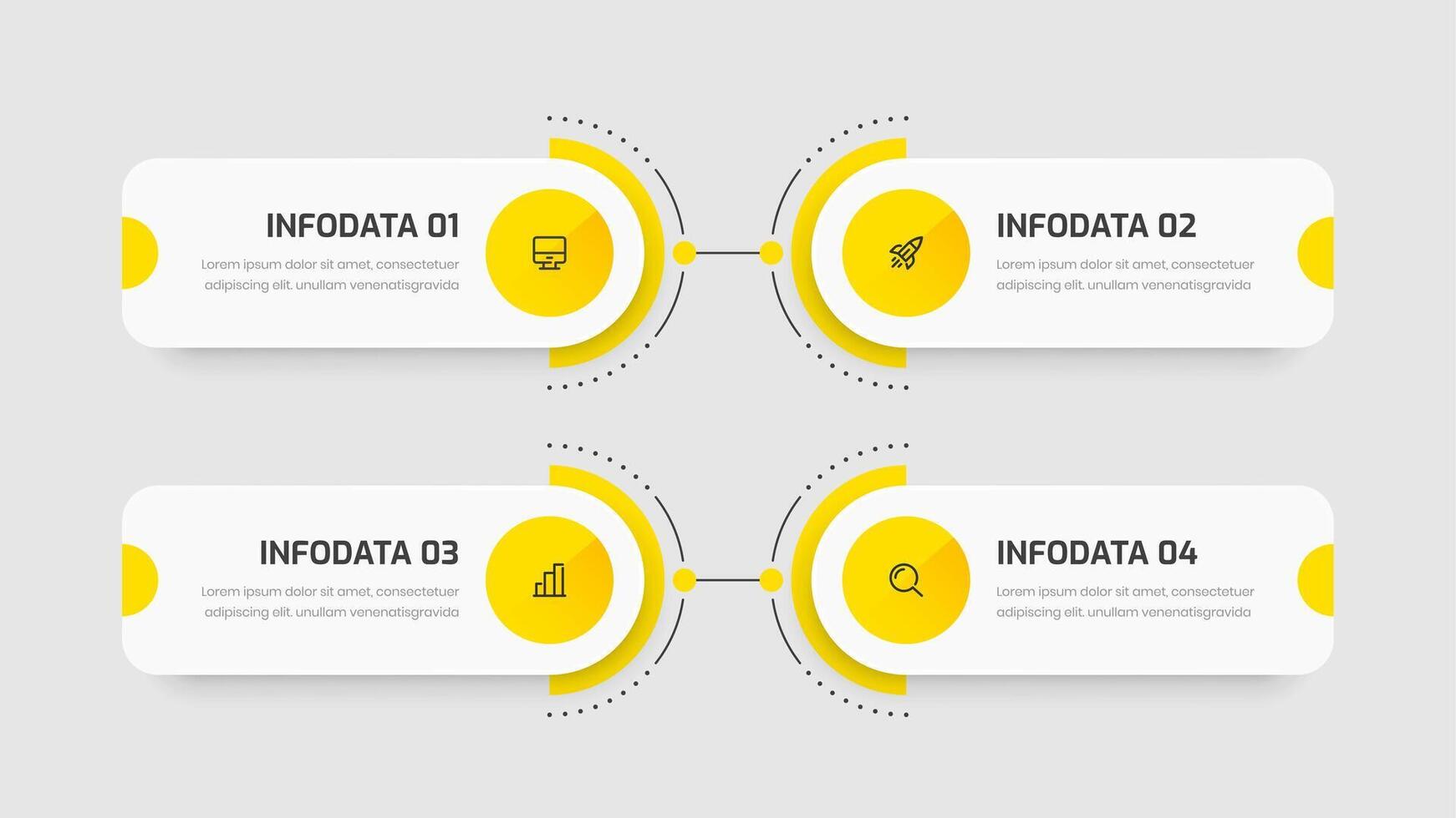 Infographic Template with Yellow Color Circle Label 4 Option and Icon vector