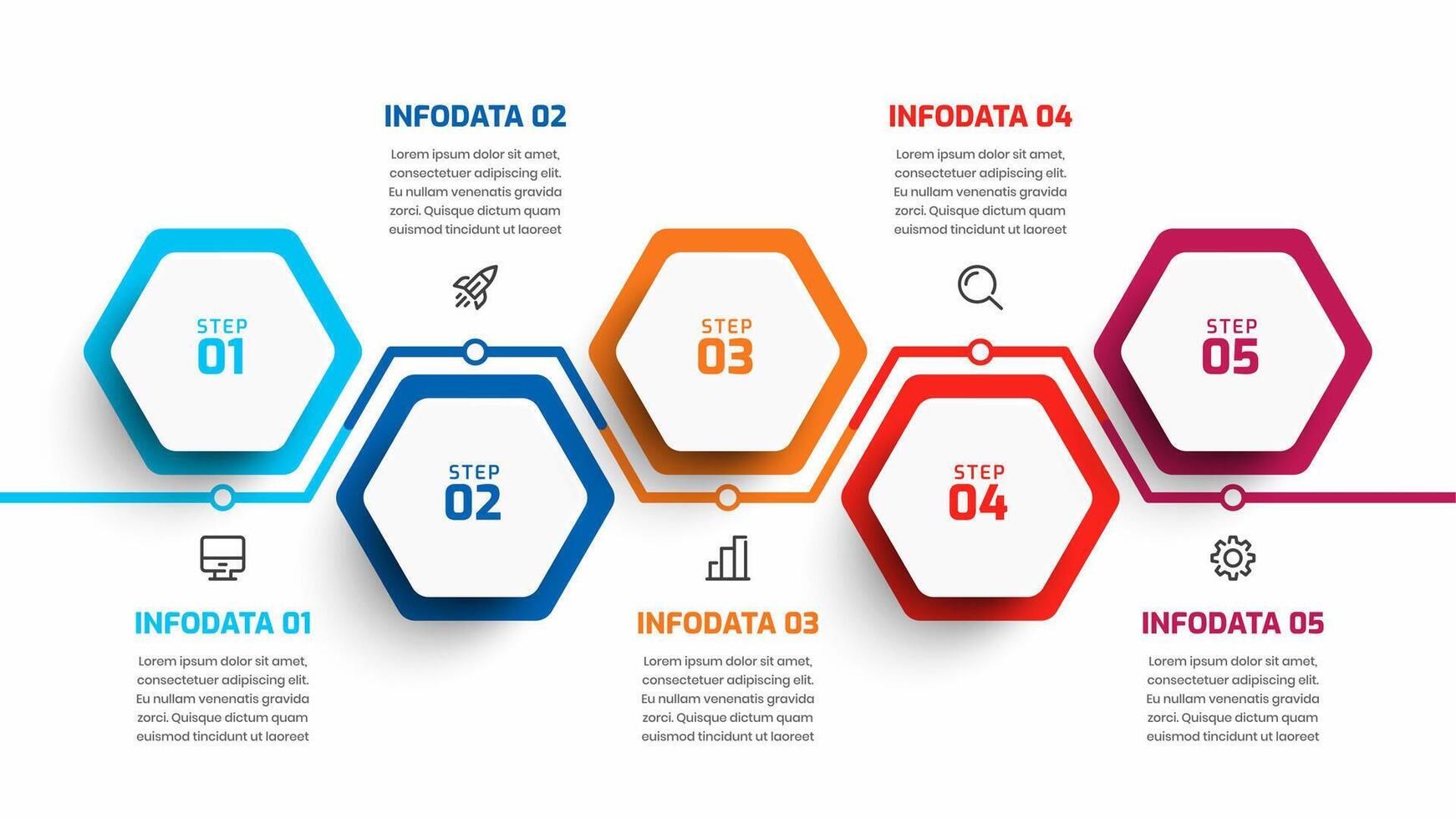Business Infographic Template Creative Design with Hexagon Label Icon and 5 Steps for Presentation vector