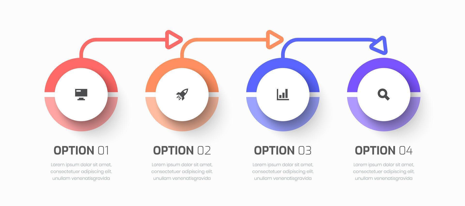 Timeline Infographic Business with Circle Label, Arrows, Icon and 4 Options for Presentation vector