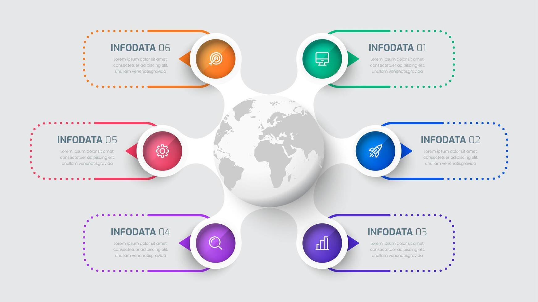 Infographic Label Design Template with Circle Label 6 Options and Icon for Presentation vector