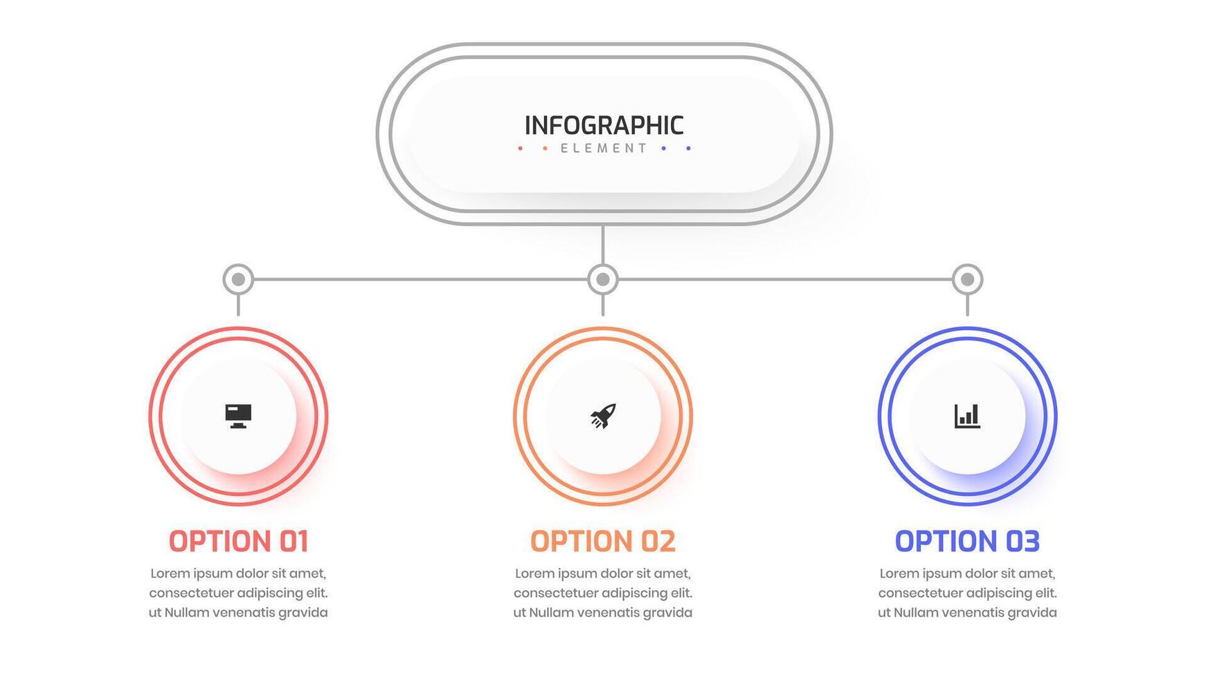 Flowchart Infographic Design with Thin Line, Circle Label, Icon and 3 Options, Good for Presentation, Diagram, Workflow vector