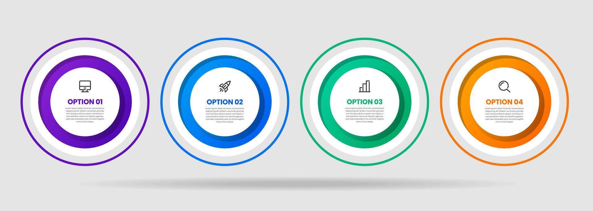 Circle Infographic Element Design Templates with Icons, Line and 4 Options. Suitable for Process Diagram, Presentations, Workflow Layout, Banner, Flow Chart, Infographic vector