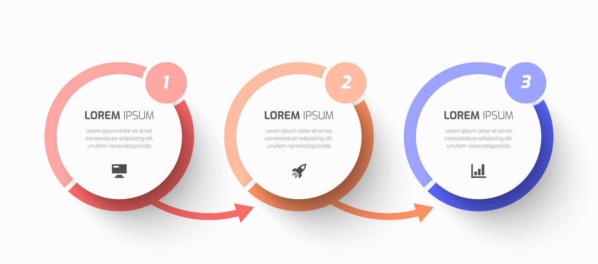 Timeline Infographic Business with Circle Label, Icon and 3 Numbers for Presentation vector