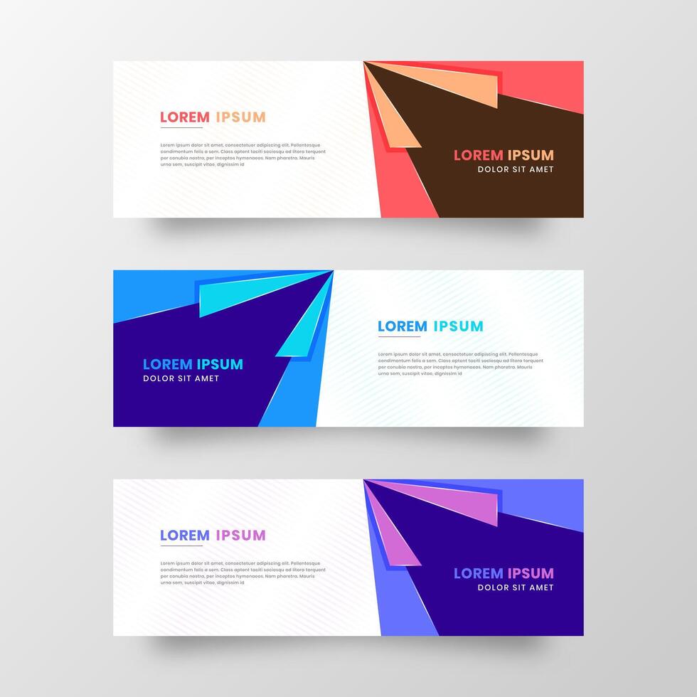 Three Banners with Different Colors and Shapes, Suitable for Banner Sale, Presentation, Promotion, Flyer and Brochure. vector