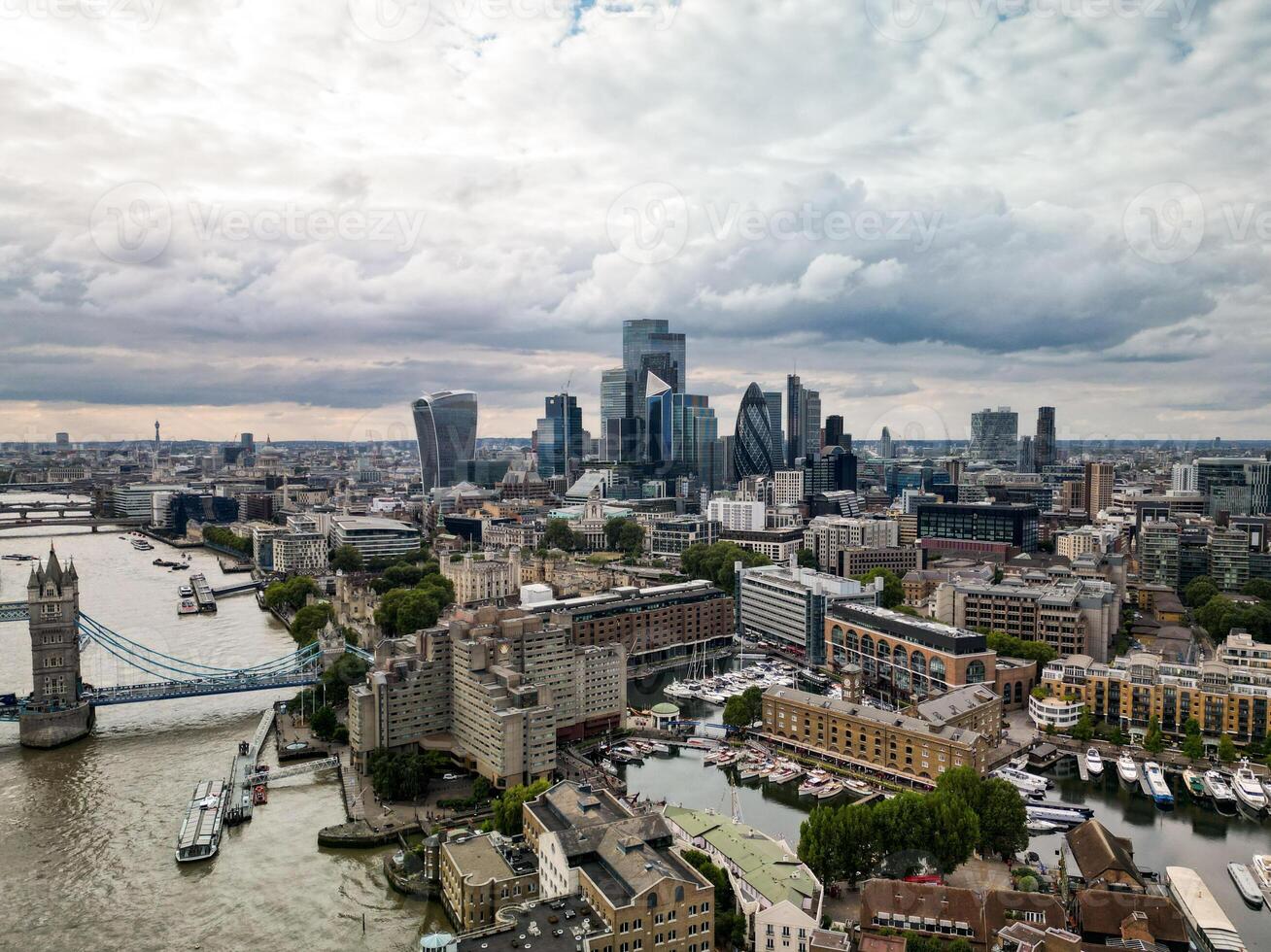 Near Tower Bridge London aerial shot Uk photo
