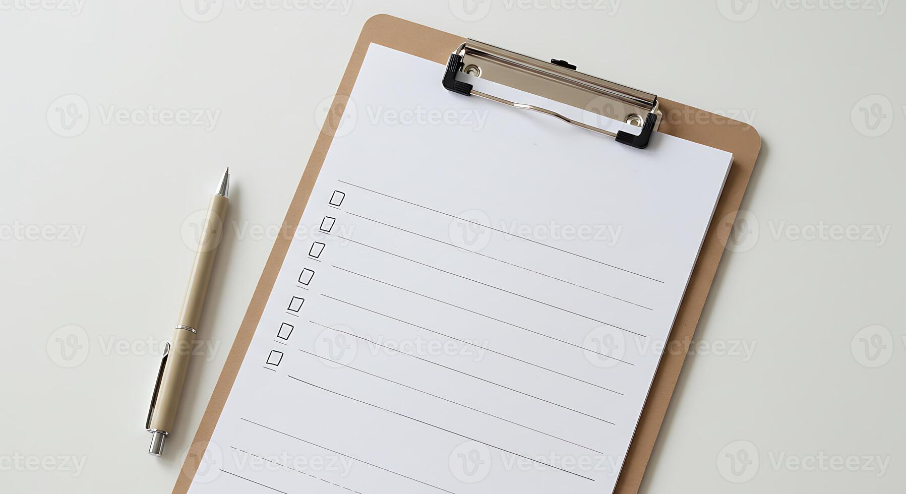 Organized Checklist on Clipboard with Pen. A Simple Productivity Concept photo