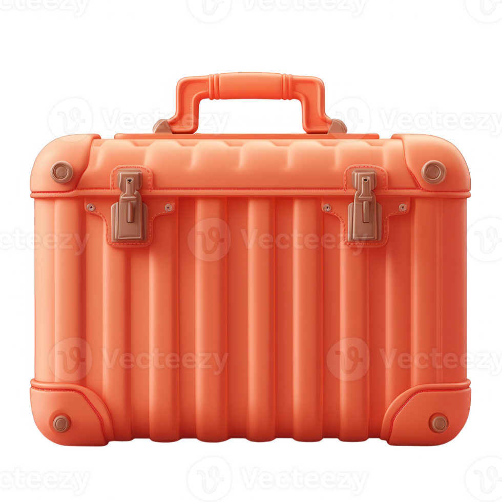 Stylish salmon suitcase with textured design for travel essentials png