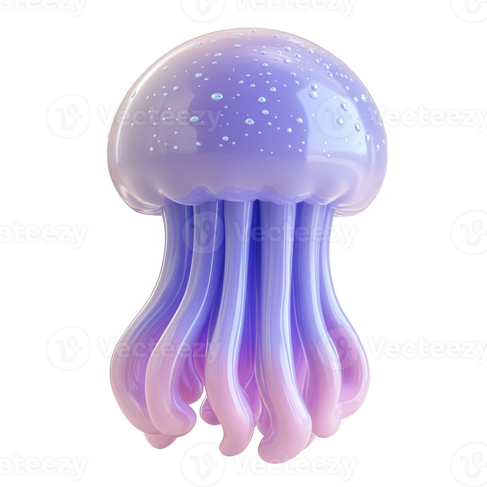 Whimsical Jellyfish Illustration with Glossy Texture and Soft Colors png