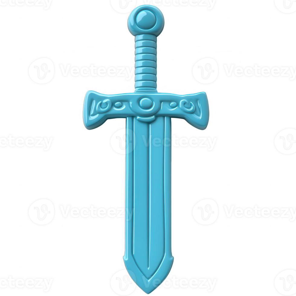 Stylized 3D Rendering of a Classic Sword Weapon with Clean Lines png