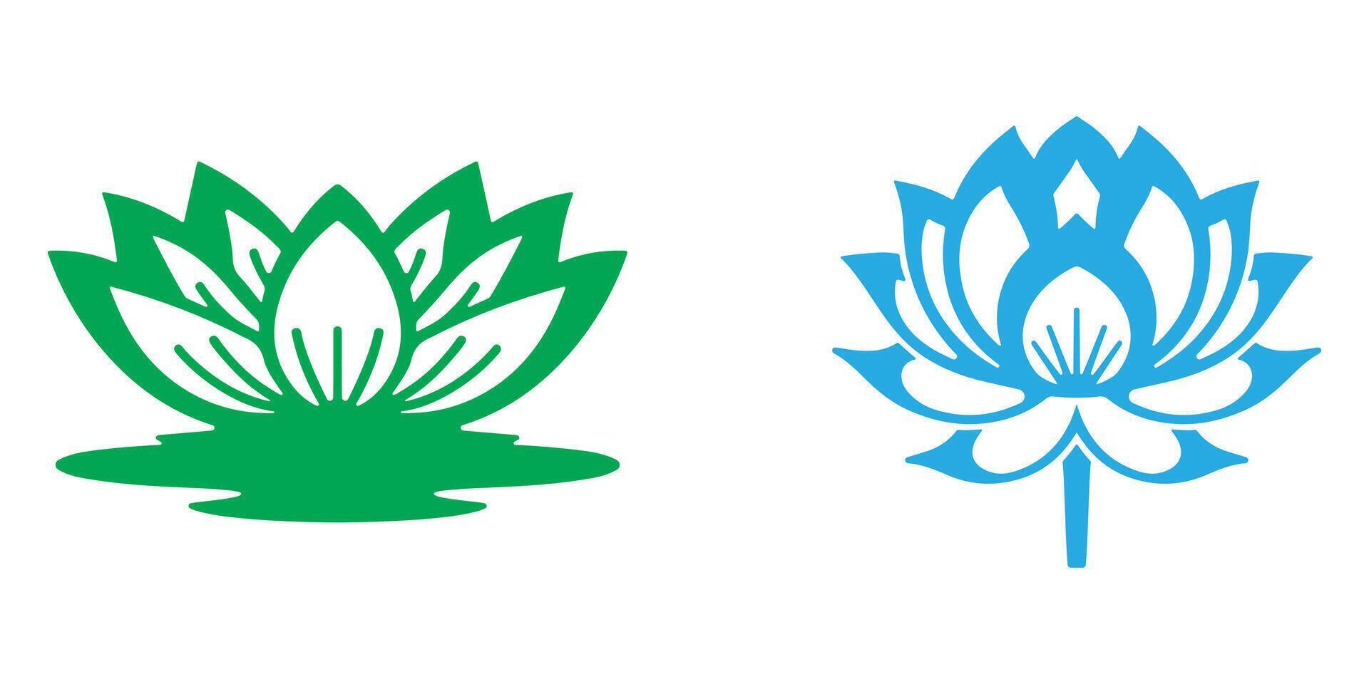 Professional Lotus Flower Icons Silhouette Illustration vector