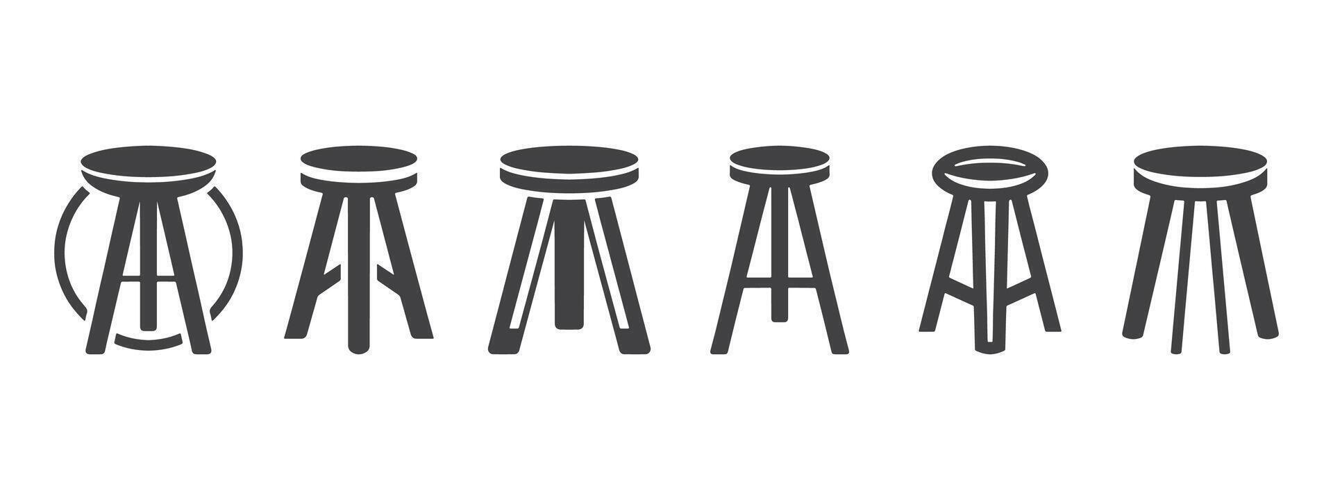 Professional Three Legged Stool Icons Silhouette Illustration vector