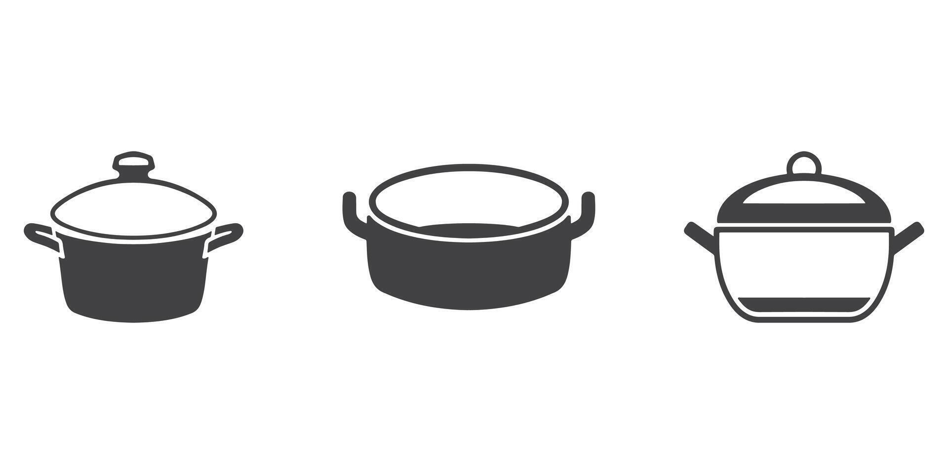 Professional Cooking Pot Logo Icons Silhouette Illustration vector