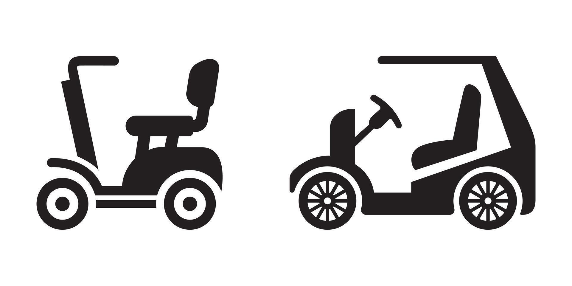Electric mobility scooter silhouettes vector