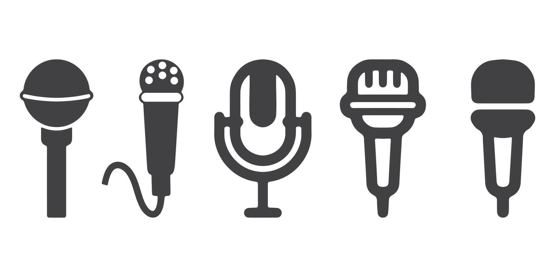 Microphone Icons Silhouette vector