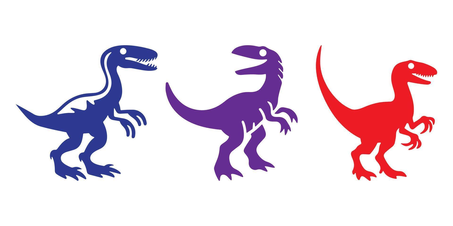 Professional Velociraptor Logo Icons Silhouette Illustration vector