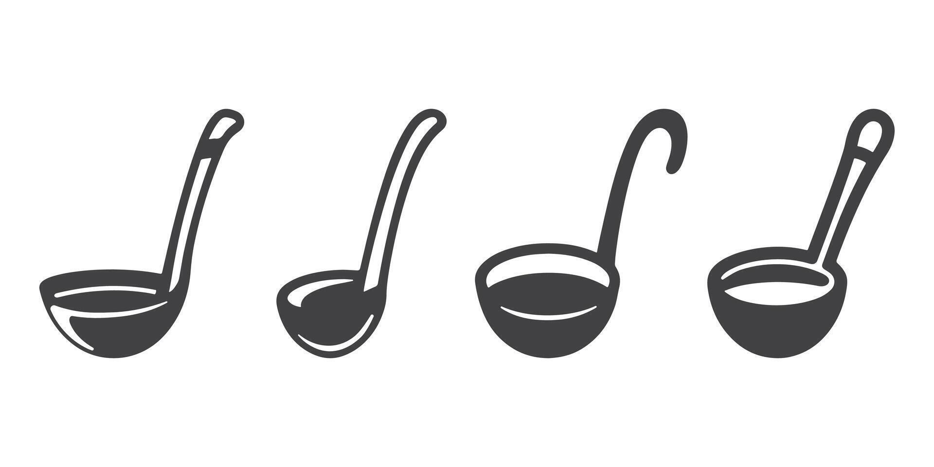 Soup Ladle Icons Silhouette Illustration vector