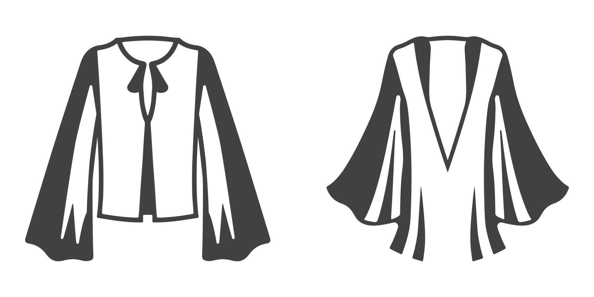 Professional Bell Sleeve Shirt Icons Silhouette Illustration vector