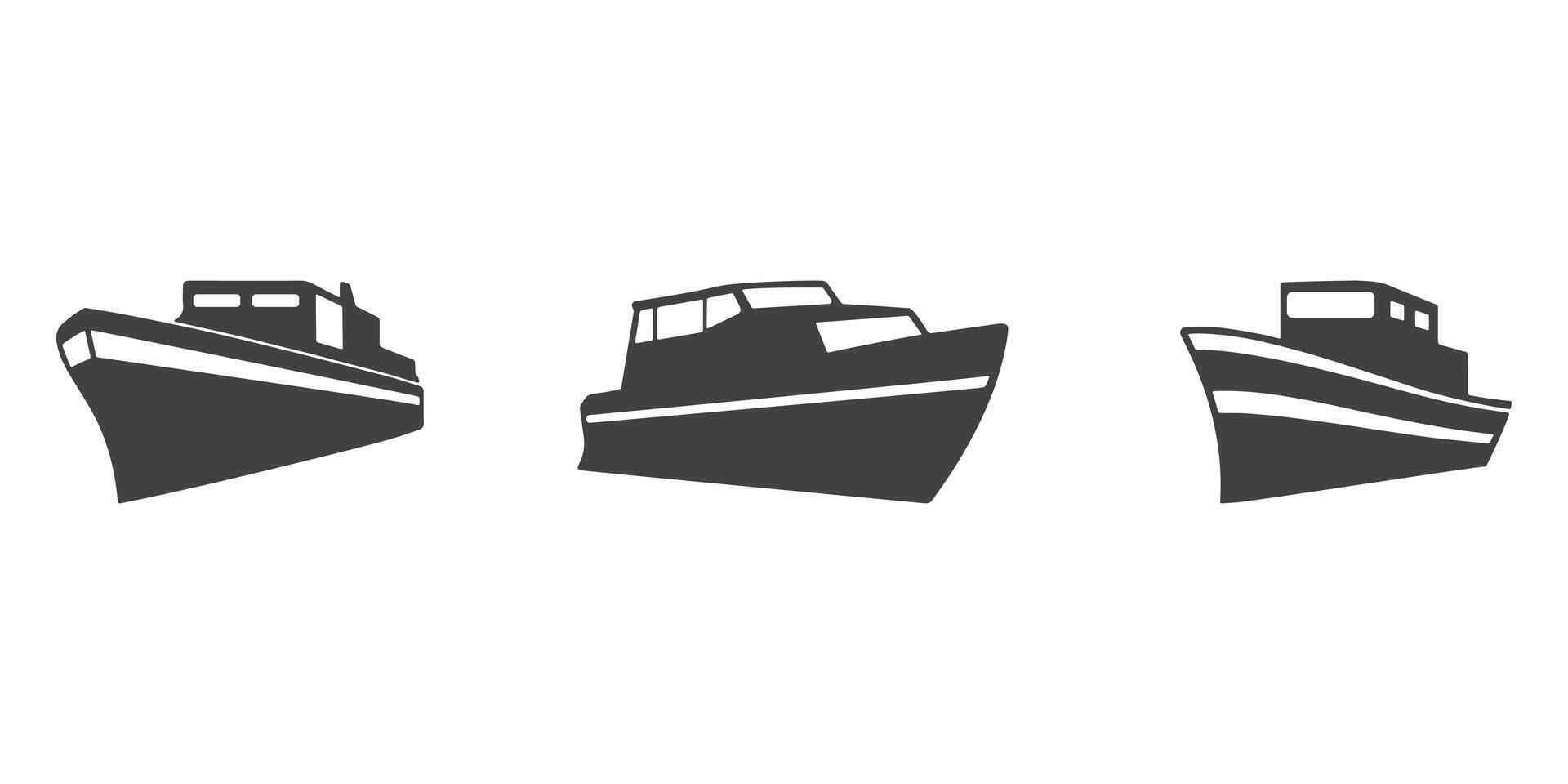 Cargo Ship Icons Silhouette Set vector