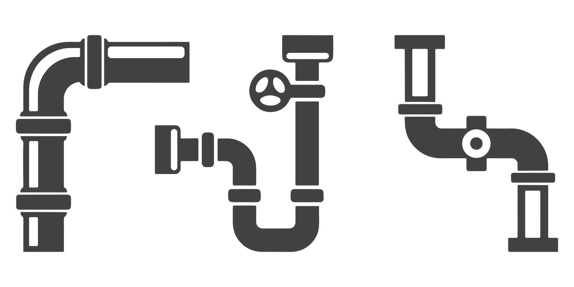 Professional Water Pipe Icons Silhouette Illustration vector
