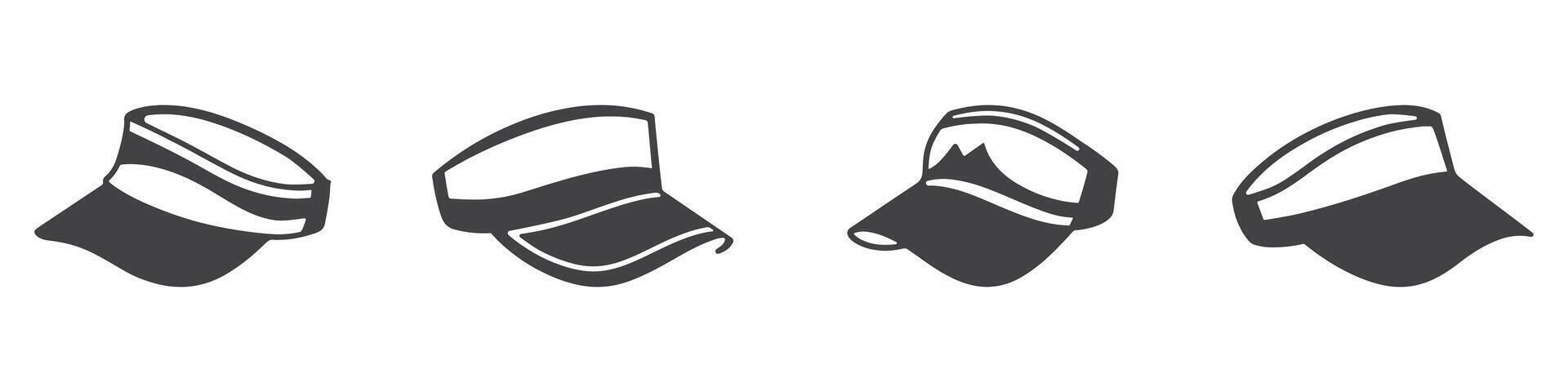 Visor Cap Icons Silhouette Set vector