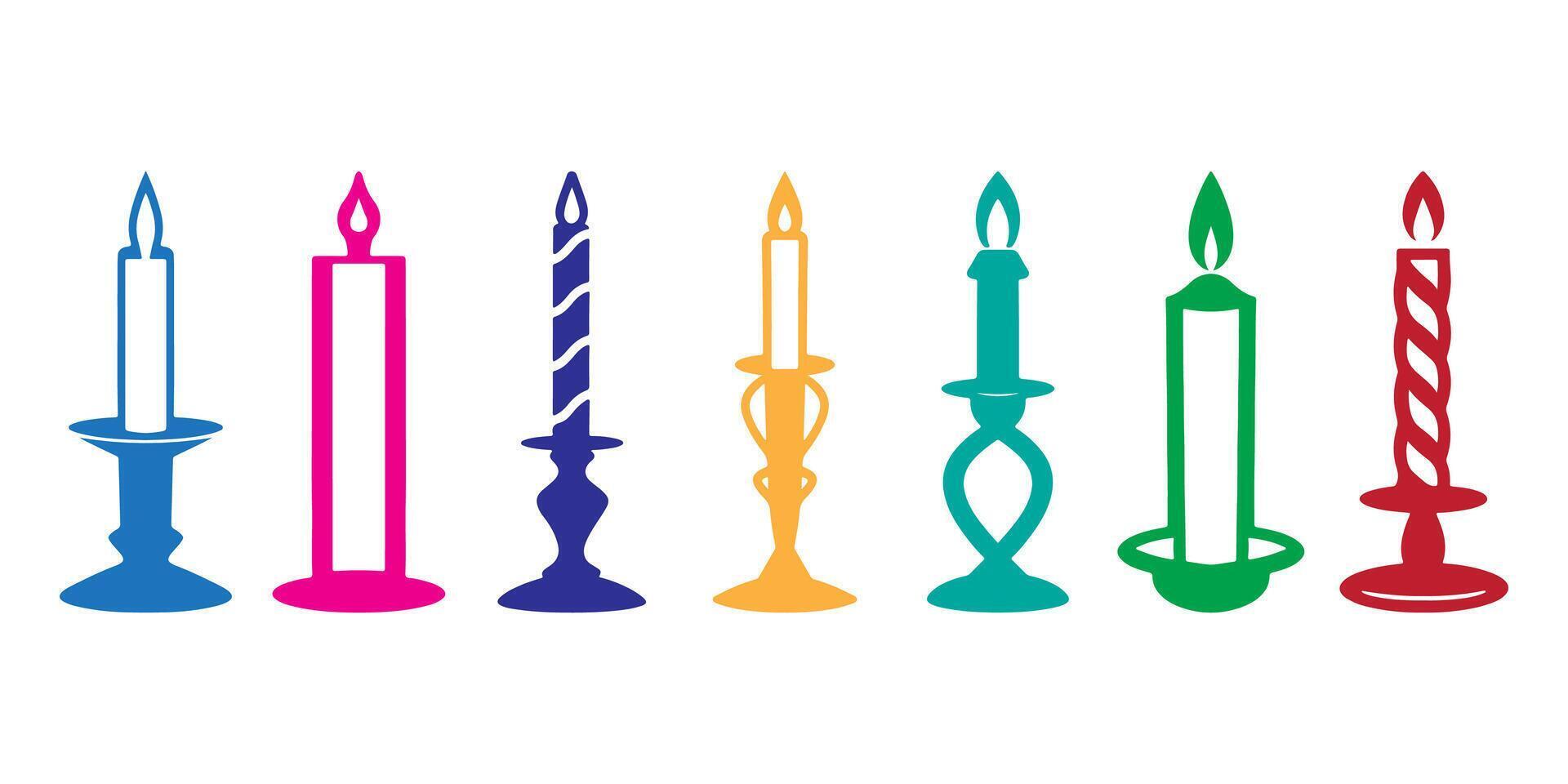 Professional Shabbat Candle Icons Silhouette Illustration vector