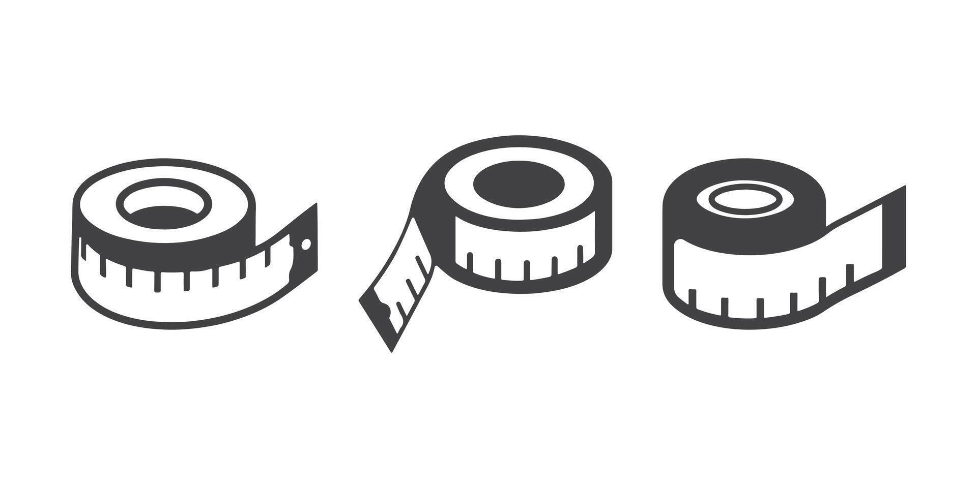 Professional Measuring Tape Icons Silhouette Illustration vector