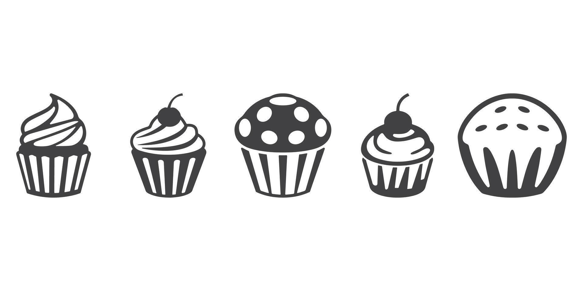 Cupcake Icons Silhouette Illustration vector