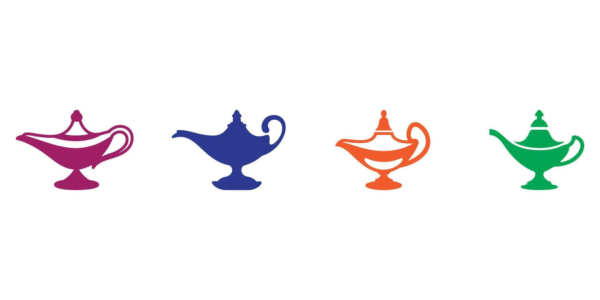 Professional Magic Lamp Logo Icons Silhouette Illustration vector