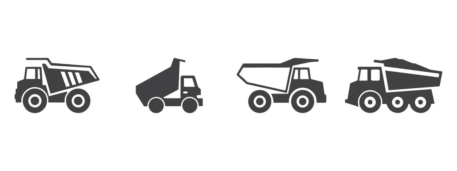 Dump Truck Icons Silhouette Set vector