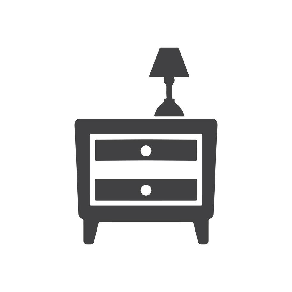 Bedside Table Icon Silhouette Art vector
