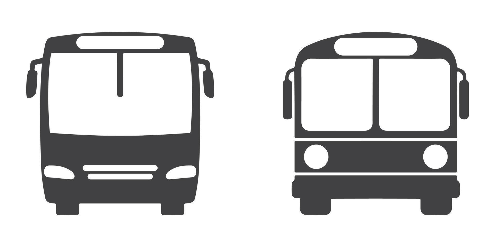 Professional Bus Front View Icons Silhouette Illustration vector