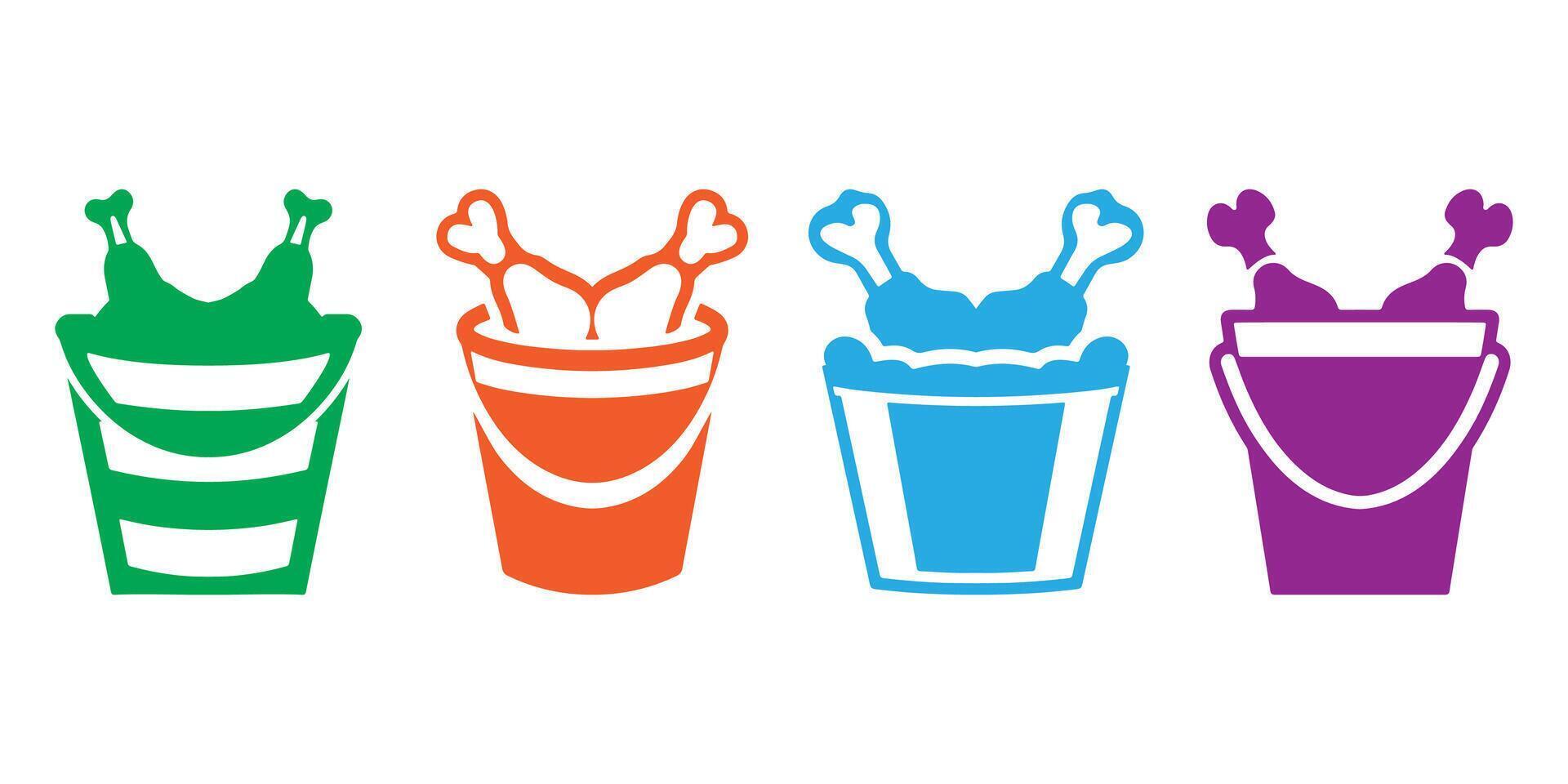 Professional Fried Chicken Icons Silhouette Illustration vector