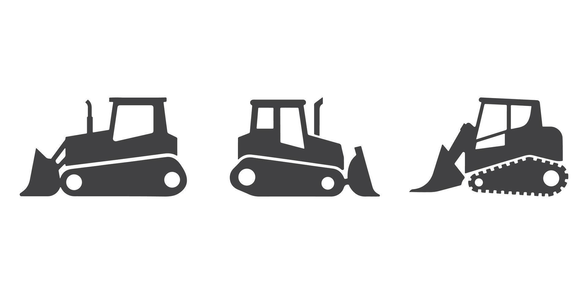 Professional Bulldozer Icons Silhouette Illustration vector