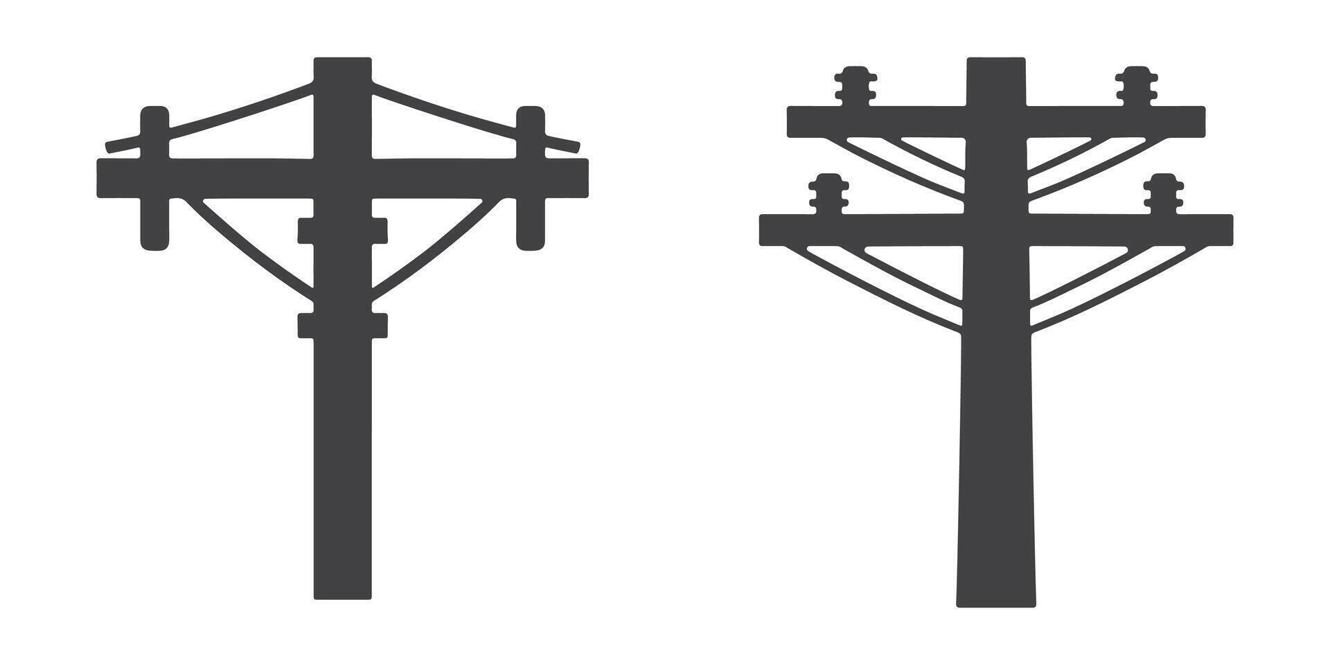 Professional Electric Pole Logo Icons Silhouette Illustration vector